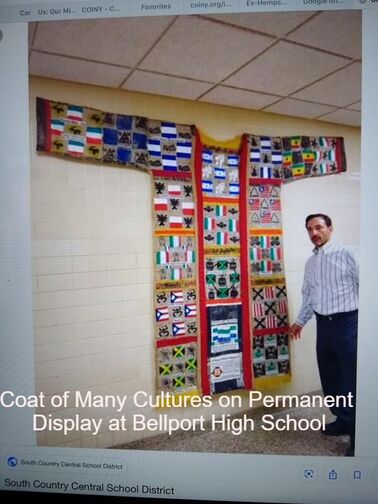 A coat of many cultures faciltated and assembled by Madona Cole-Lacy funded by South Country Education Foundation 
